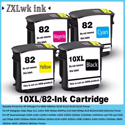 10XL 82 Ink Cartridge for HP 10 82 C4844A C4911A C4912A C4913A Designjet 500 500ps 500Plus 800 800ps