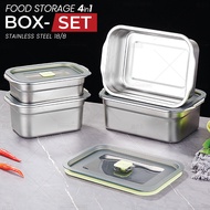4in1 Food Storage 0.7L 1L 1.5L 1.9L stainless Food Container Set Lid Multifunctional Fruit Vegetable