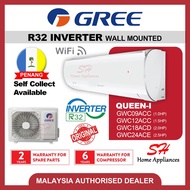GREE R32 Inverter Air-conditioner QUEEN INVERTER AIRCOND with WIFI 1.0HP 1.5HP 2.0HP 2.5HP