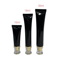 READY STOCK 10ml,18ml,30ml Facial Cleanser Cosmetics Soft Tube (Black) w. acrylic gold cap