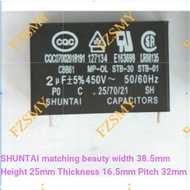CBB61 Shuntai 2.5 UF450V Air Conditioning Fan Capacitor 3.5/1.5 Pin 2UF400VAC Imported