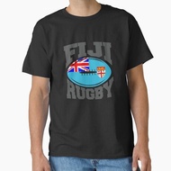 Fiji Flag Rugby Player Sports Classic T-Shirt Tops Casual Streetwear T-Shirt