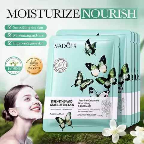 SADOER Jasmine Face Mask Moisturizing Hydrating Oil Control Anti-Aging Wrinkle Facial Sheet Masks Sk
