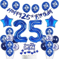 25th Birthday Decoration Man, Blue Banner 25th Birthday Garland Decoration 25th Man Balloons 25th Ca