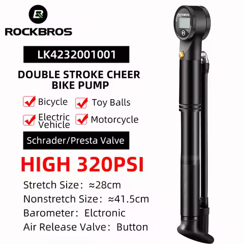 ROCKBROS Bicycle Pump 320psi Alumnium Alloy Bike Pump Electronic Barometer Air Inflator Schrader Pre