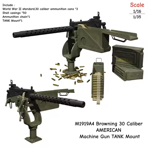 1/16 1/35 Scale M1919A4 Browning 30 Caliber AMERICAN Machine Gun TANK Mount Resin Model Miniature Mi