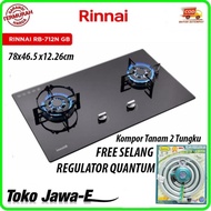 RINNAI RB 712NGB/Rinnai Kompor Gas Tanam 2 Tungku + QUANTUM Selang Gas