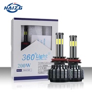Plug and Play 2PCS 6000K 200W LED Car Light Bulb H1 H3 H4 H7 H11 6000K Car Lights LED Headlights Tri