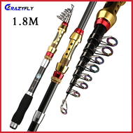 Crazyfly Telescopic Fishing Rod Carbon Fiber Travel Spinning Pole Reel Fishs Tackle 1.8/2.1/2.4/2.7/