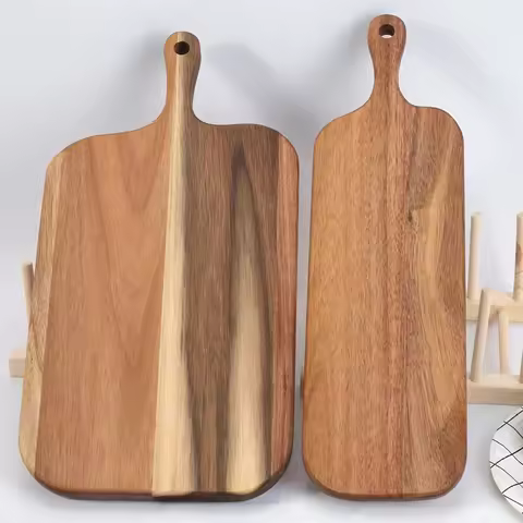 Wooden Cutting Board with Handle Kitchen Household Serving Board Wooden Cheese Board Charcuterie Boa