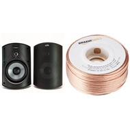 Atrium 4 Outdoor Speakers (Pair, Black) with Amazon Basics 16-Gauge Speaker Wire