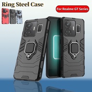 Casing For Realme GT3 GT2 Pro GTNeo GT Neo 5 3 3T 2 5SE RealmeGT3 RealmeGT 5G Metal Ring Holder Phone Case Fashion Stand Bracket Durable Shockproof Armor Full Protect Back Cover