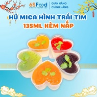 Heart-Shaped Mica Jar for Panna Cotta, Mousse, Tiramisu 135ml with Lid 6SFOOD