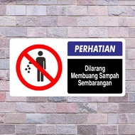 Signs are prohibited to remove waste in 15x30 cm