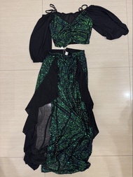 綠色閃片肚皮舞Belly dance 舞台表演/練習服
