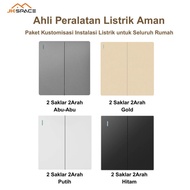 JK SPACE 2/ Light Switch Socket/ Switch Home Switch JK SPACE Combination silver switch luxury switch