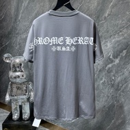 DSV6 Chro*CH 2024New Year's New Simple Letter Print Horseshoe Cross Short Sleeve Men's and Women's L