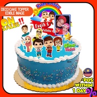 [CUSTOM NAME] Happy Birthday Cake Topper Omar Hana Decoration Set Party Accessories Banner Hiasan Ke