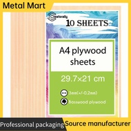 Metal Mart 10pcs A4 Plywood Sheets 3mm Thickness (+- 0.2mm) Basswood Plywood 21x29.7x0.3cm for Engra