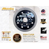 4" AKODA Selected Version Diamond Blade Turbo ( Black )AS04-T105B D105 x H10 x T2.0 ( A4 )
