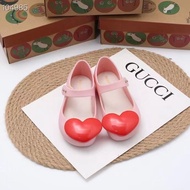 melissaˉBig Love Heart Decorative Pink Red and Black High Quality round Toe Original Frosted Soft-Soled Jelly Shoes Girls' Shoes Shoes Sandals Pumps