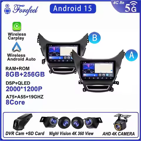 Android 15 For Hyundai Elantra 5 JK GD MD UD 2011-2016 Monitor Screen Multimedia Autoradio Navigatio