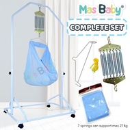 【Ready Stock】Mas Baby Spring Cot Full Set Cradle Stand Frame Baby Sarong Buai Buaian Besi Baby Spring Sarong Buayan Bay