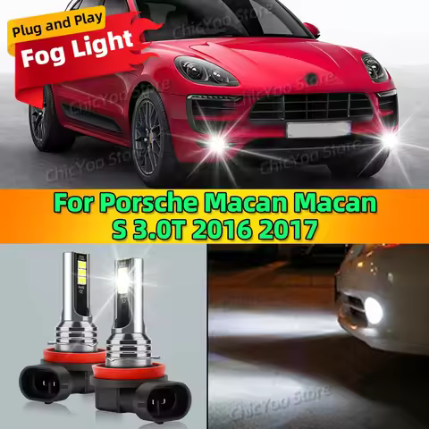 2Pcs 6000K LED Lamp Car Front Fog Light Accessories For Porsche Macan Macan S 3.0T 2016 2017 Plug an
