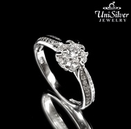 Unisilver 925 Sterling Silver Ladys Flower Stone Ring (RS563-1001)