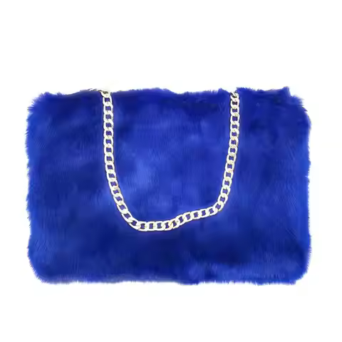 Faux Rabbit Fur Purse Fuzzy Handbags for Women Evening Handbags Al alloy Shoulder Strap Shoulder Bag