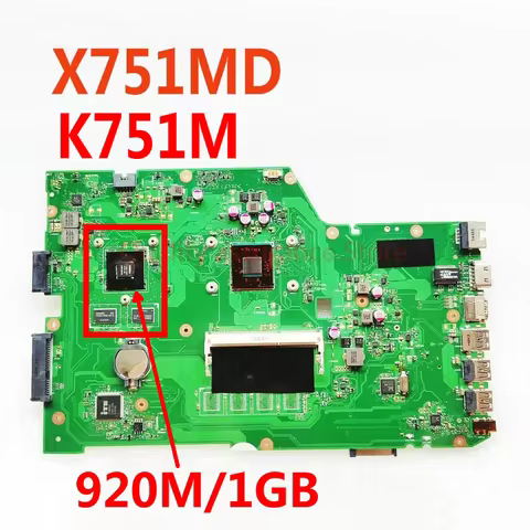 X751MD X751M Main board For ASUS K751M K751MA R752MA X751M X751MA 0GB-RAM CPU N2940 920M/1GB Graphic