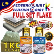 FULL SET Federal Paint Flake Coating Epoxy Toilet Tile Floor Waterproof (1KG FLAKE / 1L PRIMER / 1L 