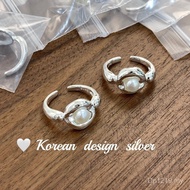 High-End Pearl Flower Bud Open Freshwater Ring Natural Korean Sterling Silver Niche Jewelry Design S
