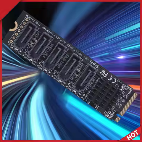 M.2 To SATA 3.0 Adapter Card M.2 MKEY PCI-E Riser Card 5/6 Port Expansion Card NVME To SATA Converte