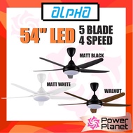 Alpha cosa Ceiling Fan 54" with LED Light Xpress-5B/54 LED  (Black or White or Walnut) 5 Blade , 4 S