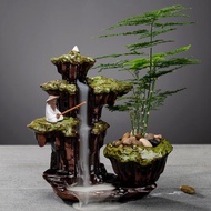 創意倒流香爐家用檀香 陶瓷茶道擺件 綠植盆栽微景觀中式家居裝飾