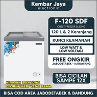 Chest Freezer Frigigate Cf-120Sdf 100Liter Sliding Door Frozen Food Box Freezer Makanan Original