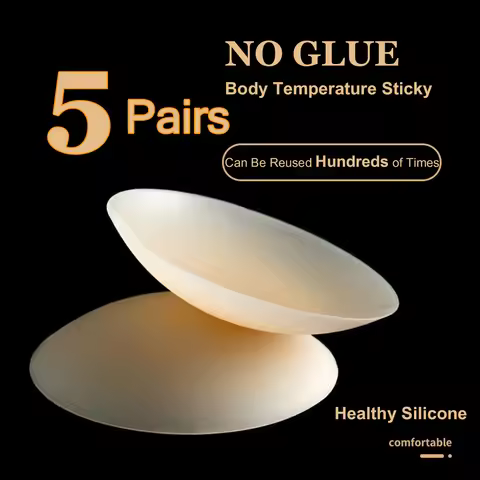 5 Pairs/Lot No Glue Nipple Cover No Trace Sticky Plunge Bra Silicone Nubra Sticker Invisible Breast