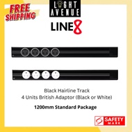 Line 8 Black Hairline 1200mm Package (Surface/Recess) + 4 Units British Adaptor (Black or White)