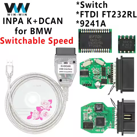 for BMW Inpa K DCAN Switch Scanner Cable ECU Coding Programming Tool FTDI 9241A FT232RL OBD 2 Diagno