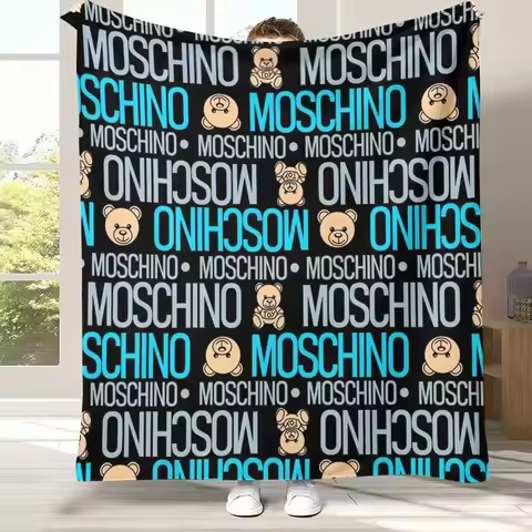 Fashion M-Moschino Cartoon Bear Flannel Throw Blanket,Cozy Warm Blanket for Bed,Sofa,Living Room,Pic