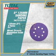 Total 5" Wood Sand Paper 10pcs 125mm Sanding Paper Disc TAC73125101 Sander Paper Round Sand Paper 砂纸