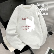(24 Hours Delivery) Angel Official oversize Modern Round Neck Shirt Plus Size Korean Long-Sleeved Lo