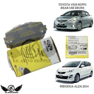 DISC BRAKE PAD FRONT TOYOTA VIOS NCP93 J&E PERODUA ALZA 2014 (REAR USE BRAKE DRUM) BEST FORM SEMI ME