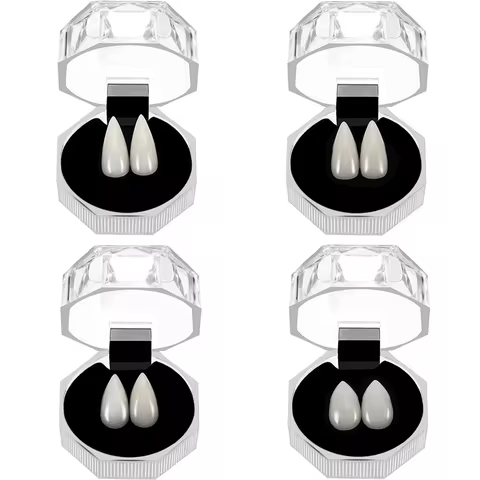13/15/17/19mm Vampire Teeth With 2 Fake Fangs and Teether Cosplay Vampire Fangs Halloween Party Acce