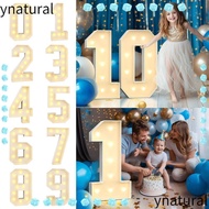 YNATURAL LED Light Balloon, 0-9 Numbers 70cm Giant Birthday Figure, Mosaic Design Light Up Balloons 