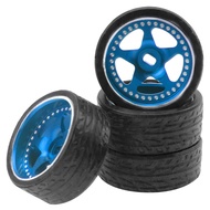 4PCS ShareGoo Metal 1/28 Wheel Rims & Rubber Racing Tires 5-Spoke Compatible with Wltoys K969 K989 P