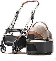 Dog Cat Stroller Folding Lightweight Traveling Trolley Detachable Pet Bag with 360° Front Wheels Mul