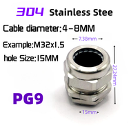 【Exclusive】 1pcs Waterproof Cable Gland 304 Stainless Steel Glands Ip68 Pg7 Pg9 M12 M16 Metal Joint