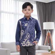 KEMEJA KATUN Azkana Batik - Children's Shirt with Modern Batik Motif, Latest Model, 5-12 Years, Soft